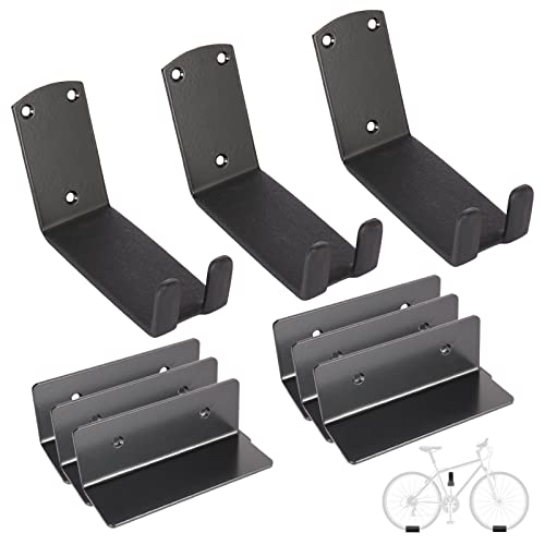 HIGHRAZON Bike Wall Mount, Pedal Mount Bike Rack for Garage, Bike Storage Hanger Bicycle, Heavy Duty Bike Hooks with Rubber Pad for Wall, Max 150LB, 3 Set