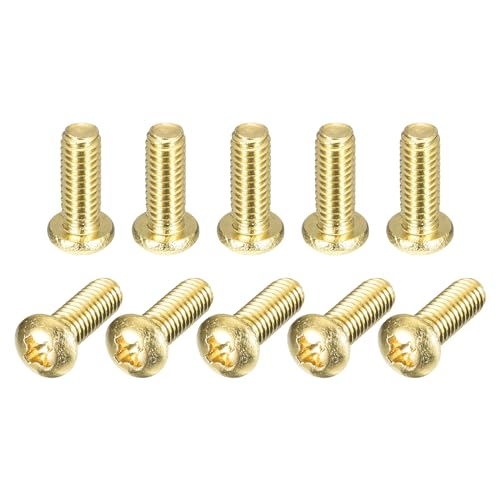 uxcell Brass Machine Screws, M4x10mm Phillips Pan Head Fastener Bolts for Furniture, Office Equipment, Electronics 60Pcs
