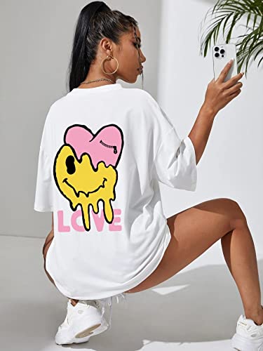 Image of DENIMHOLIC Cotton Half Sleeve Printed Oversized t Shirts for Women, Loose t Shirts for Women, Baggy t Shirt for Women, Graphic Tshirt for Women Oversize,