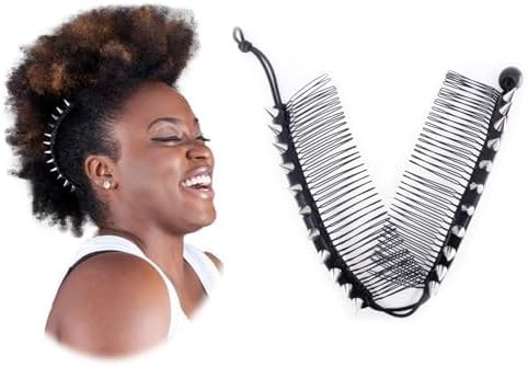 HairZing clip |Stretchy Banana Hair Clips for Women with Silver |Vintage Clincher Comb Tool for Thick, Thin, and Curly Hair | Elastic Double Comb Clip for Girls (Medium)