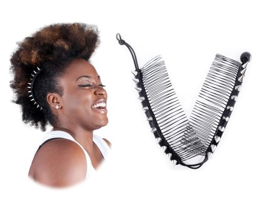HairZing clip |Stretchy Banana Hair Clips for Women with Silver |Vintage Clincher Comb Tool for Thick, Thin, and Curly Hair | Elastic Double Comb Clip for Girls (Medium)