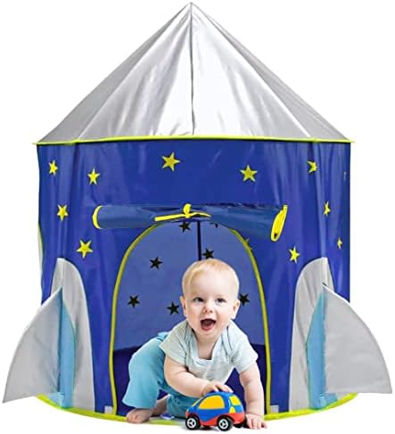 Rocket Ship Tent for Kids, Spaceship Pop up Playhouse for Boys, Girls, Gift for Children, Theme Party Set, Zipup Storage Bag