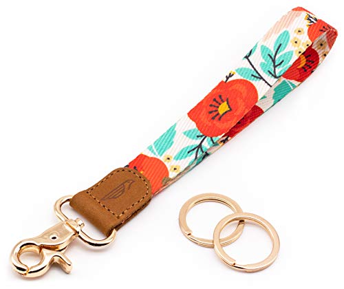 Image of POCKT Lanyard for Keys Wristlet Strap Key Chain Holder for Men and Women - Cool Hand Wrist Lanyards for Keys and Wallets | Poppy