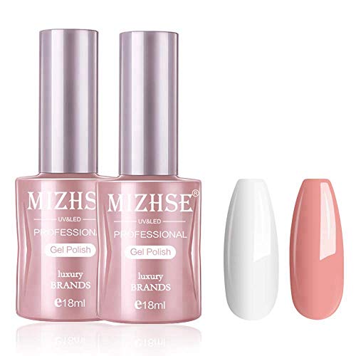 MAIZHSE 18ml White Gel Nail Polish and Pink Nail Gel Polish Elegant Series Soak Off UV LED Nails Gel Long Lasting