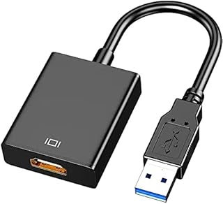 USB to HDMI Adapter, USB 3.0 / 2.0 to HDMI 1080P Full HD Video Audio Multi Monitor Converter Adaptor for PC Laptop Projector HDTV Compatible with Windows XP 7/8/8.1/10 (NO MAC & VISTA)