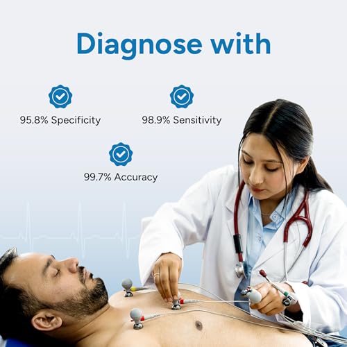 Image of Sunfox Spandan Pro ECG with 45 Days Clinical Plan & Premium Case | Portable Medical-Grade 12-Lead ECG Monitor | Pocket ECG Device for Doctors, Clinics & Hospitals