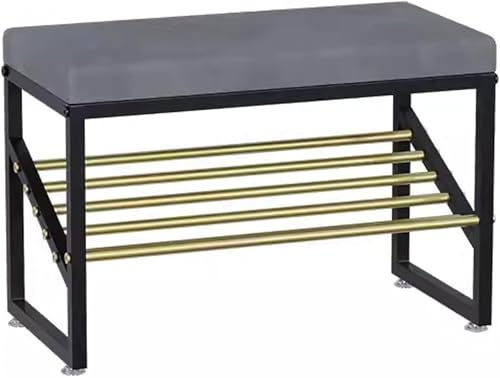 Meuble à chaussures à 2 niveaux compact gris et métal pour petit espace de rangement