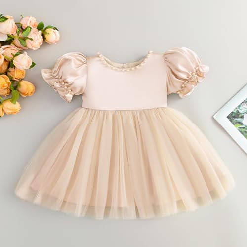Toddler Baby Flower Girls Dress Wedding Guest Satin Birthday Party Formal Pageant Tulle Dress for Baby Girl2