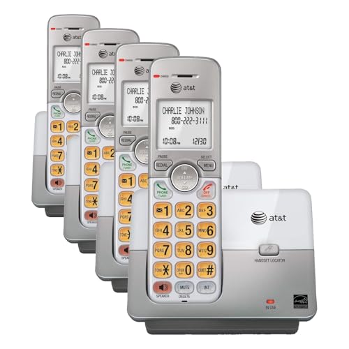 Image of AT&T EL51103 DECT 6.0 Cordless Phone, Full-Duplex Speakerphone, Extra-Large Backlit Display & Lighted Keypad, Caller ID /Call Waiting, Eco Mode, 1 Handset (Pack of 4)