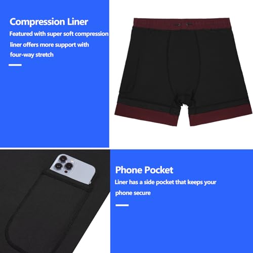 Haiwin Swim Trunks Quick Dry Board Shorts with Compression Liner 5" Beach Shorts with Zipper Pockets4