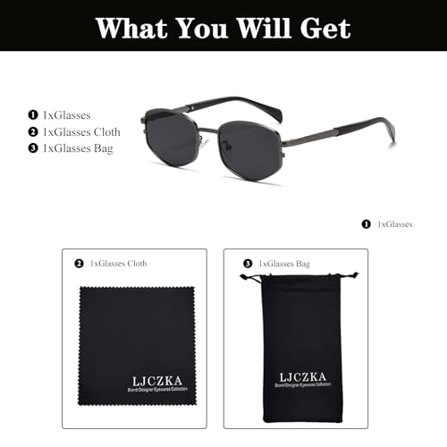 Image of LJCZKA Trendy Square Metal frame Sunglasses for Women Men Retro Polygon Sun Glasses Luxury Classic Shades