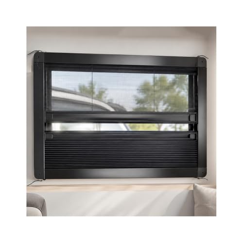 Oscurecedor ventana autocaravana estor retráctil doble plisado 105.5x65.5cm 2