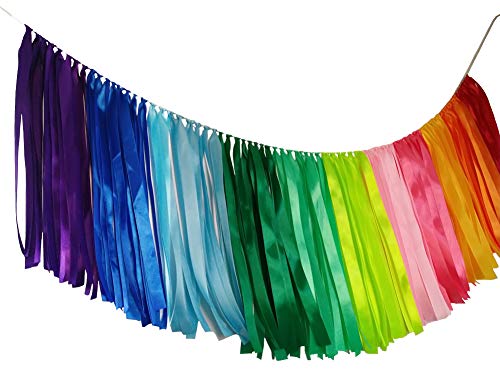 Kingsnow Pastel Rainbow Ribbon Garland 40 Inches For Baby Shower, Birthday Party Decoration,Nursery, Rainbow Banner,Photography Prop Banner Backdrop Decor #TOP1