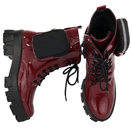Bota Coturno Tratorado Plataforma Com Bolsinha Arietto Cor:Vermelho;Tamanho:39