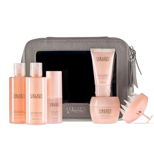 COLLEEN ROTHSCHILD Quench & Shine Travel Essentials Set | 7-Pc Kit for Trial or Travel | Complete Hair Care Routine (7 Count)