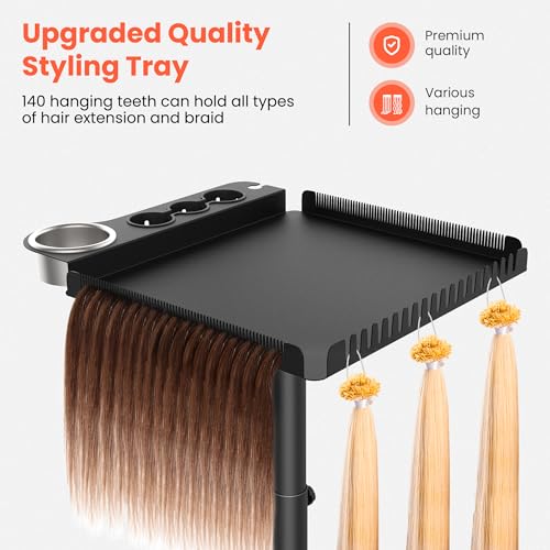 TASALON-Rolling-Salon-Tray-on-Wheels-Metal-Hairstylist-Tray-Rolling-Cart-for-Hair-Salon-Station-with-2-Magnetic-Hair-Color-Bowls-Salon-Trolley-Cart-with-Holder-and-Hair-Separator-Stand