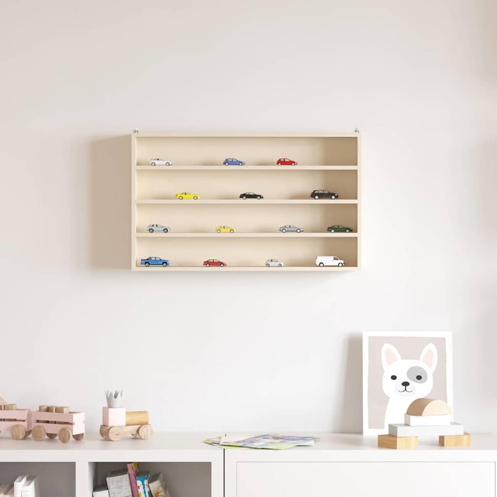Wandregal Holz-Sammelvitrine 60×8,5×37 cm Braun Sperrholz Massiv strukturiert mit Schweberegal-Design platzsparende Bücherregal-Alternative für Wohnzimmer Büro Flur