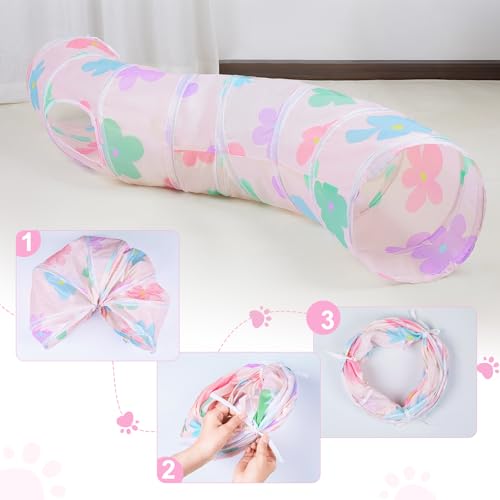 Image of Glittme Cat Tunnel, Cat Tunnels for Indoor Cats, S-Shape Cats Cave with Cat Toys, Foldable Cat Tubes and Tunnels for Cats, Rabbit, Puppy, Guinea Pig