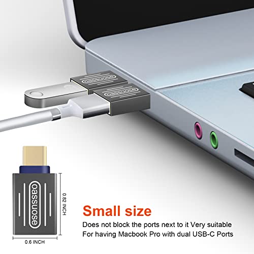 4-Pack USB C to USB Adapter [Gold-Plated],Type-C Male to USB 3.0 Female Adapter,Thunderbolt 3/4 to USB OTG Adapter for MacBook Pro 2020,iPad Pro 2020,MacBook Air 2020 and More Type C Devices (Grey) - Thumbnail 4
