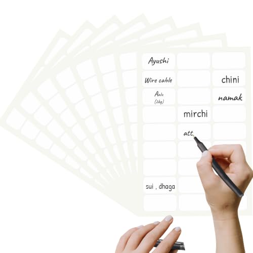Image of Trifirt 216 Pcs Pearl White Round Labels with Black Marker | Self-Adhesive Removable Stickers | Writable Jar & Bottle Labels for Mason Jars, Glass Bottles, Kitchen Containers