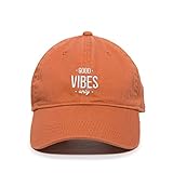Good Vibes Only Baseball Cap Embroidered Cotton Adjustable Dad Hat Orange