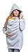 Viva la Mama - Tragehoodie Fleece Babytragejacke Winter warm Jacke mit Einsatz AHOI hellgrau - M