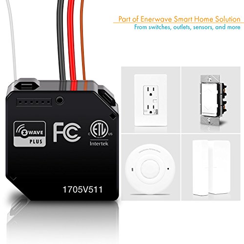 Enerwave Z-Wave Plus Relay, Hidden Smart Switch Wireless Remote Control To Lights And Ceiling Fans, 120-277Vac, 10A, Neutral Wire Required, Zwn-Rsm1-Plus, Black #TOP5
