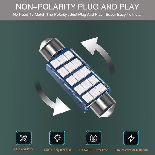 UGSHY 2 LEDs para auto 42mm 6000K 1200LM azul miniatura 5