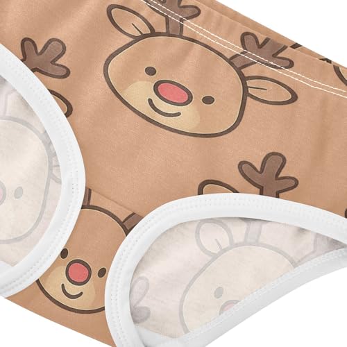 Breathable Girls' Panties Organic Cotton Toddler Underwear for Kids Reindeer Pattern in Sizes 2T,3T, 4T, 5T, 6Y and 8Y4