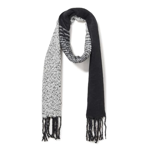 DKNY Women's Woven Scarf With Varsity Logo and Eyelash Fringe2