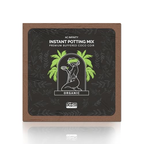 AC Infinity Instant Potting Mix 2 lb. Premium Buffered Coco Coir Brick Coconut Compost as Potting Soil Omri Listed Low EC and pH Balance for Hydroponics Plant Growing and Propagation