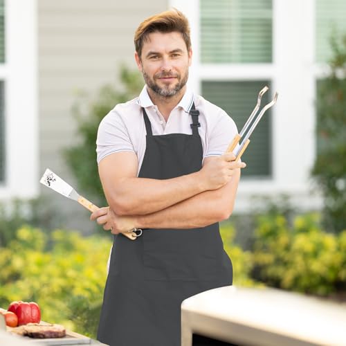 Avalon Kitchen AVAL12ADJUSTABLEBIBAPRONGREY Adjustable Bib Apron 100% Polyester Aprons Waterdrop Resistant thumb #2