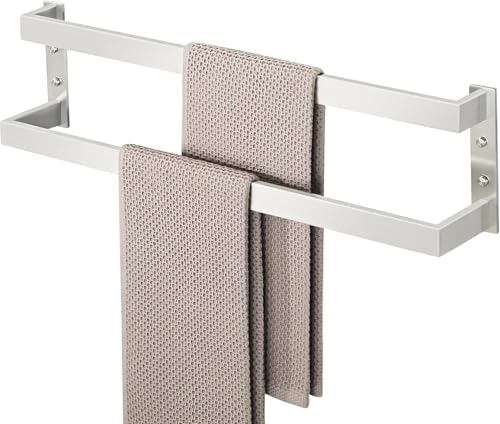 Mooche Porte Serviette Salle de Bain Double, 60 CM, en Acier Inoxydable 304, Porte Serviette Mural Cuisine Pratique et Durable, Agréable Support Serviette Salle de...