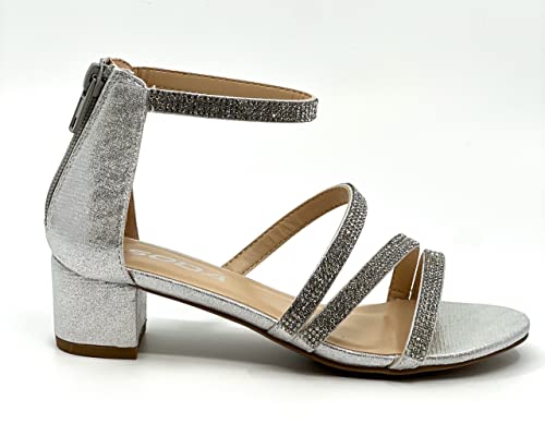 Soda Kids/Children/Girls ARTS-2 Dress Sandal Rhinestones Low Heel Ankle Strap 13