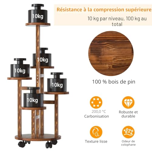 Meuble pour pots de fleurs bois étagé pour optimiser le manque de lumière - 5