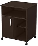 South Shore Fiesta Microwave Cart with Storage on Wheels, Chocolate