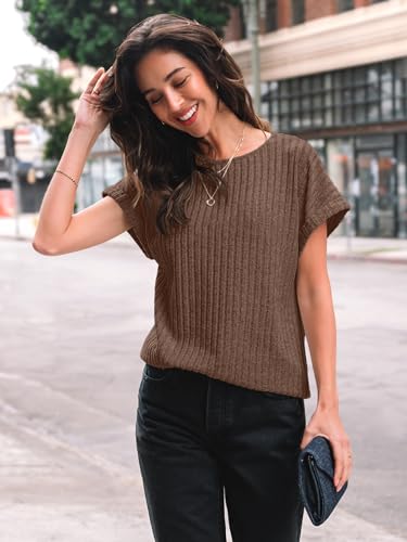 Image of AUTOMET Womens Short Sleeve Tops Fall Shirts 2026 Lightweight Sweater | Dressy Casual Blouse, Fashion Summer Clothing, Cute Spring Outfits, Business Work Tunic, Trend Boho