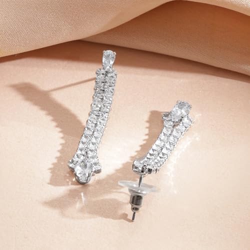 Image of Rubans White Zircon Studded Necklace Set Earrings Stylish Jewellery Gift