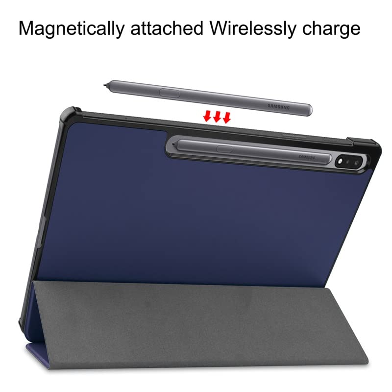 Image of Premium Shock Proof Stand Folio Multi Viewing Angles Hard PC Clear Back Case Cover Compatible with Samsung Galaxy Tab S8 Plus 12.4 inch (Sapphire Blue)