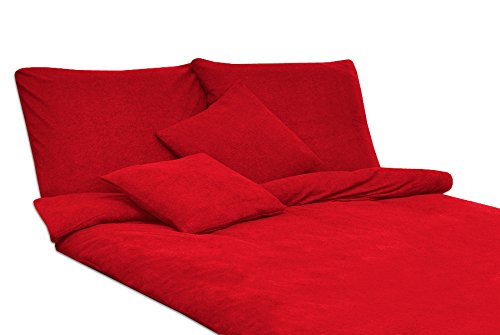 Juego de ropa de cama de Modhaus fabricado en rizo, en un bonito color monocromático y disponible en muchos tamaños, rojo, 135x200+1x80x80