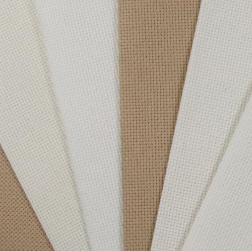 Image of KCS 4 /6 pc of 12 inch x 18 inch(30cmx45cm) 16 Count Cotton Aida Cloth Cross Stitch Fabric (6 pc,Antique White +Cream+Khaki)