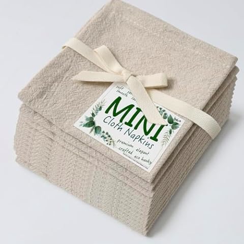 Urby Eco Hanky 10x10in Reusable Linen/cotton Napkins. Small Cloth Napkins. Eco Friendly. Ideal Use As Kids Napkins For Lunch. Dinners. Occasions Like Weddings,Birthday,Cocktail Parties. (Natural,12pk) Cover