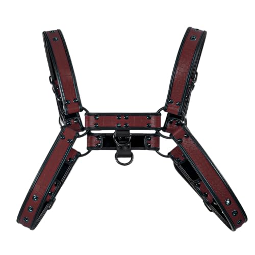 Image of Alligator Grain PU Mens Harness Leather Suspenders Belt Adjustable Shoulder Strap