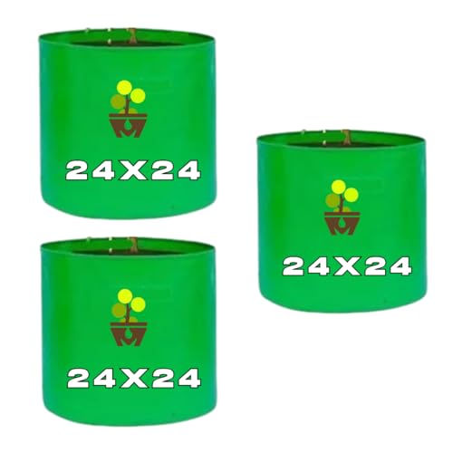 Image of MASHKI HDPE Grow Bags for Home, Terrace & Balcony Gardening - Big Size Vegetable Plant Grow Bags (15x15, 18 inchx18 inch & 24 inchx24 inch - Heavy Duty, UV Stabilized) (3, 24x24 Inches)