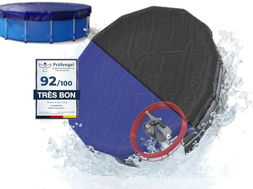 Planenfux® Bache Piscine Ronde pour Ø 396 cm (Ø 366-396 cm) | Bâche de Piscine Ronde été et Hiver en polyéthylène 200g/m² | Bache de Protection résistante au Chlore & aux UV | Ø 460 cm