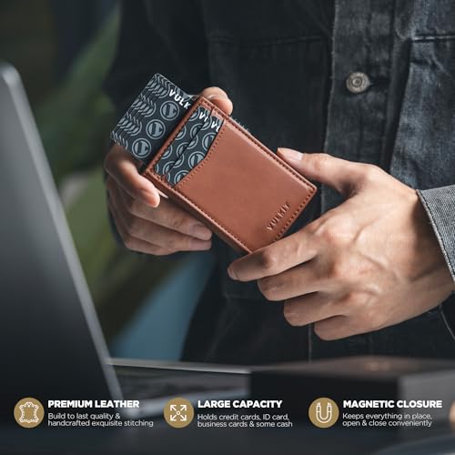 Image of VULKIT Men's Slim Wallets Pop Up Card Holder RFID Blocking Metal Wallet Minimalist Design Holds Up to 11 Cards
