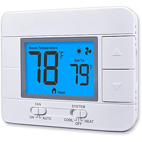 Termostato no programable 1 calor/1 frío Aowel con pantalla LCD azul retroiluminada Cover