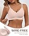 CINOON Womens Wireless Bras Push Up Bralette Supportive Everyday Bras Seamless Full Coverage Comfort T-Shirt Bra Pink
