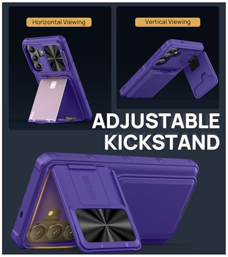 Image of SSLOTSCASE for Samsung Galaxy S26+ Plus Case with Card Holder & Camera Cover Stand & Slide Lens Cover, Multi-Functional Stylish Men Women Sturdy Shockproof Phone Case for Galaxy S26+ Plus 2026, Violet