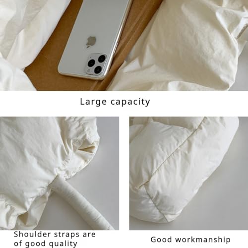 Puffer Shoulder Bag Women's Chic Quilted Puffy Tote Lightweight Winter-Ready Down Padded & Large Capacity Handbag (Off White)4